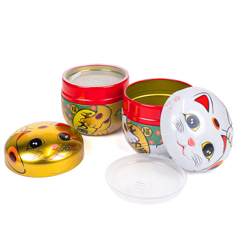 Set aus Zwei Metall-Teedosen - Maneki Neko