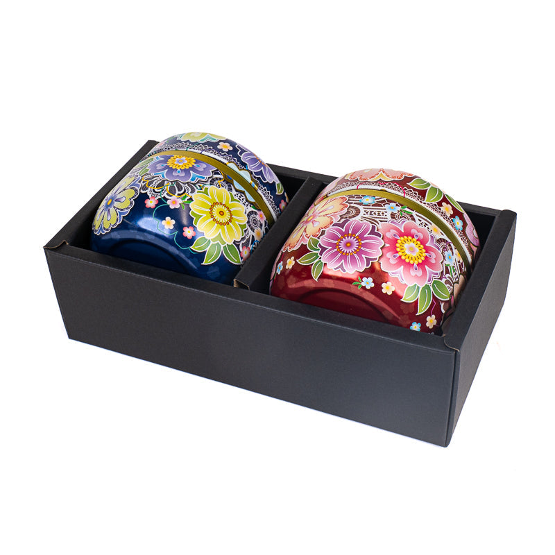 Set aus Zwei Teedosen - Japanische Blumen