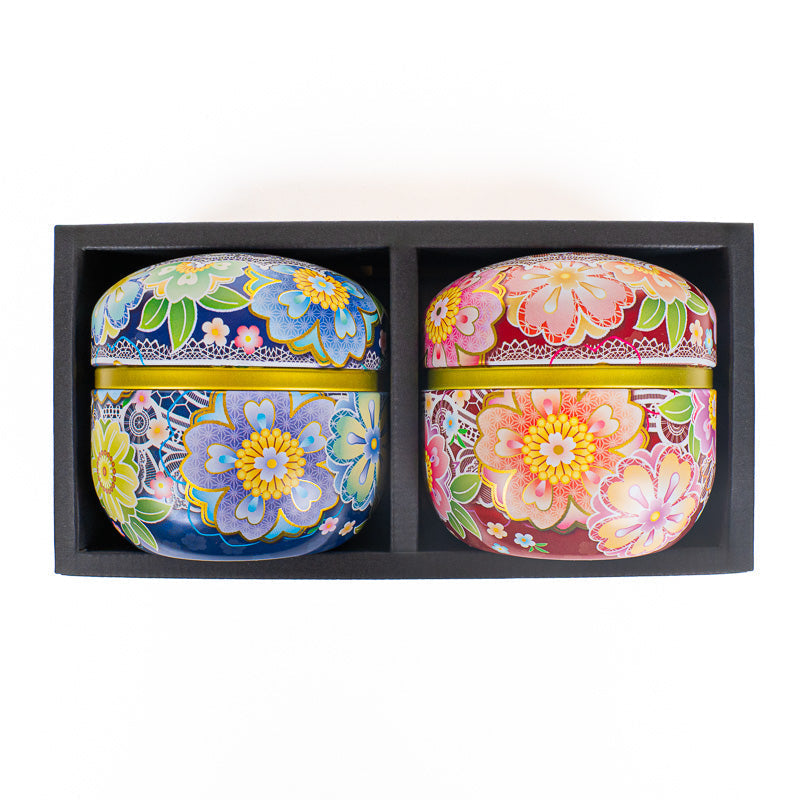 Set aus Zwei Teedosen - Japanische Blumen