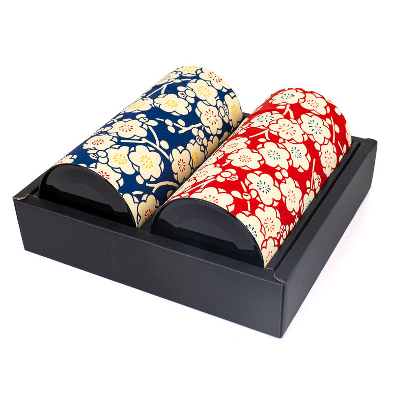 Set aus Zwei Teedosen mit Washi-Papier - Ume