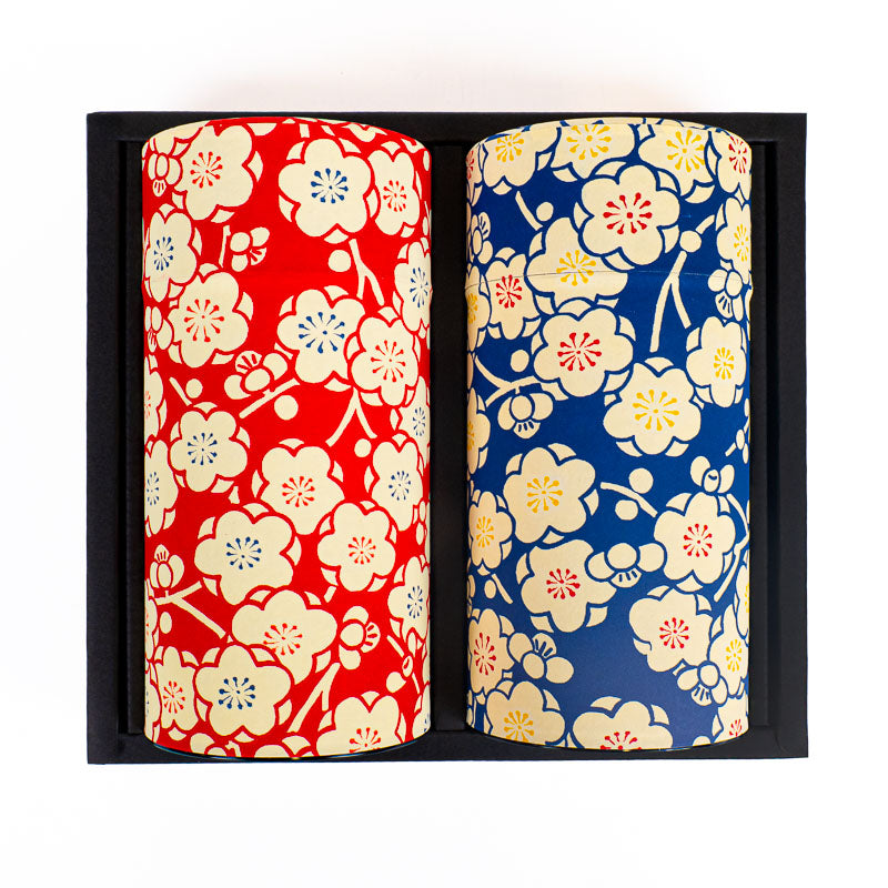 Set aus Zwei Teedosen mit Washi-Papier - Ume
