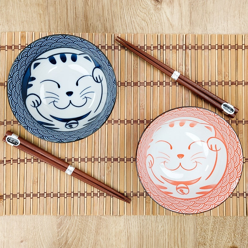 Set mit 2 Japanischen Schalen - Katze