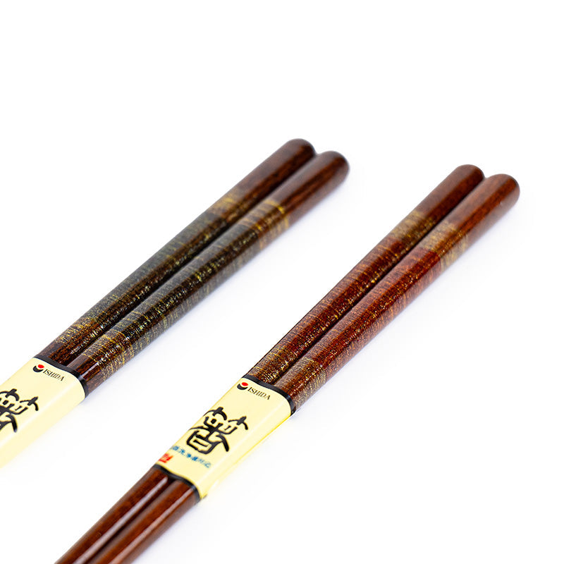 Set mit 2 Paar japanischen Essstäbchen mit Goldverzierung
