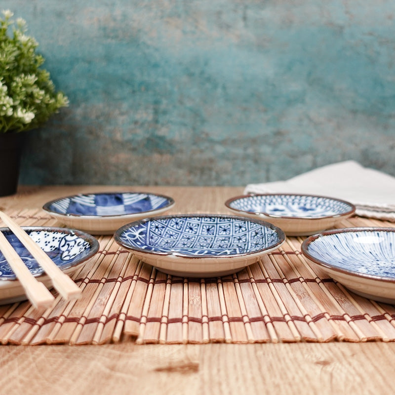 Set mit 5 Flachen Japanische Teller