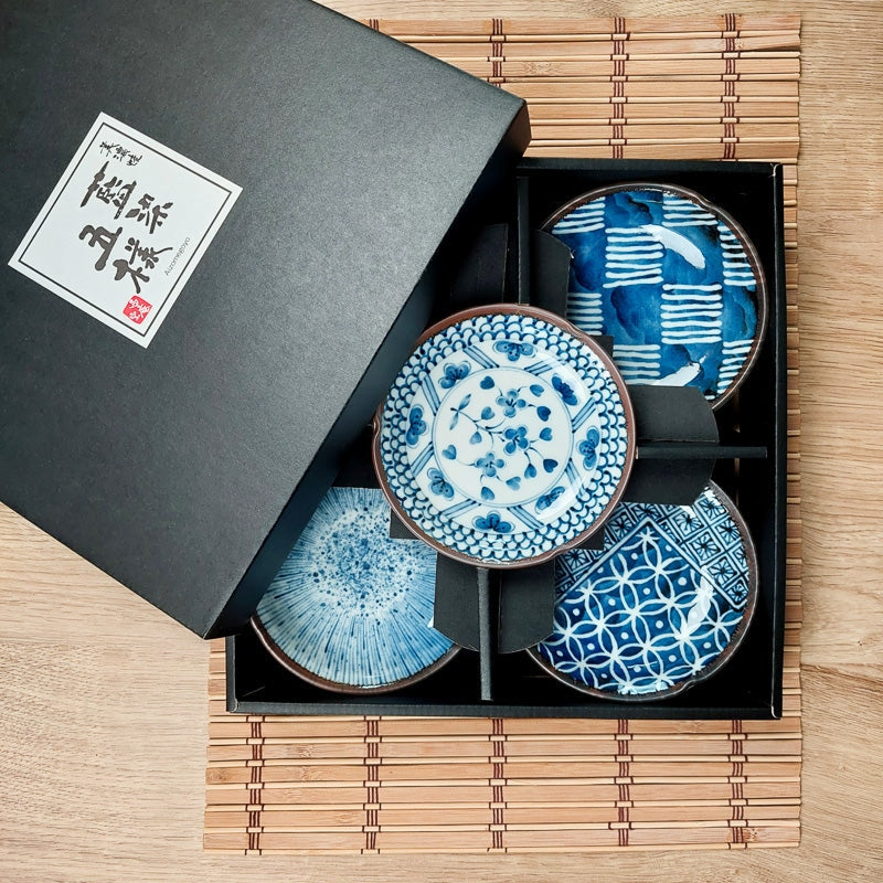 Set mit 5 Flachen Japanische Teller