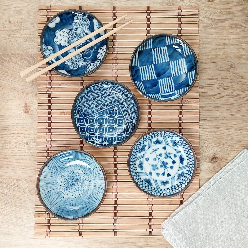 Set mit 5 Flachen Japanische Teller
