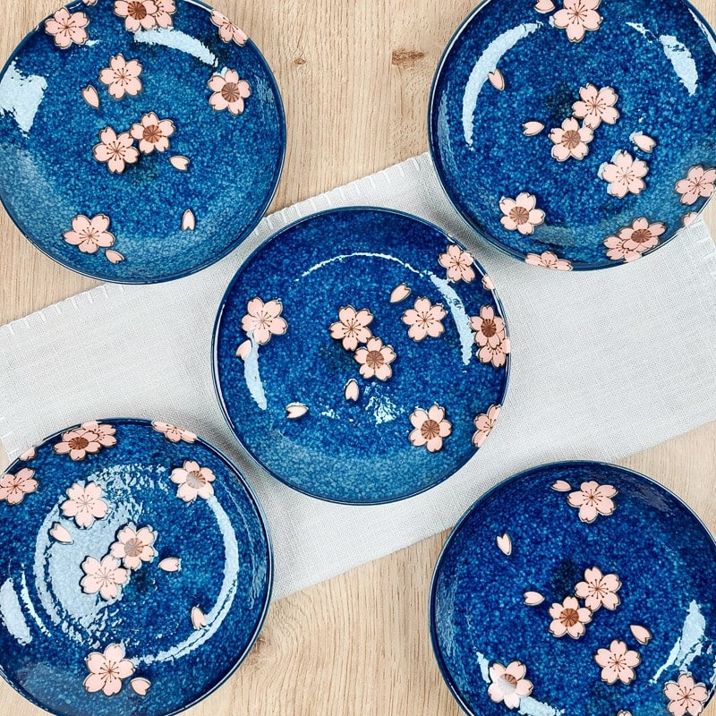 Set mit 5 Japanischen Tellern Sakura