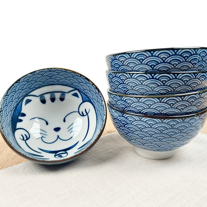 Set mit 5 Schalen Maneki Neko