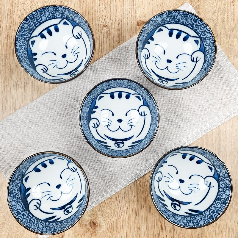 Set mit 5 Schalen Maneki Neko