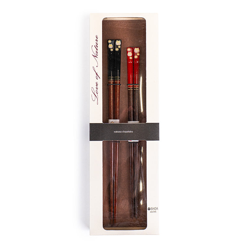 Set mit zwei japanischen Essstäbchen „Eule“