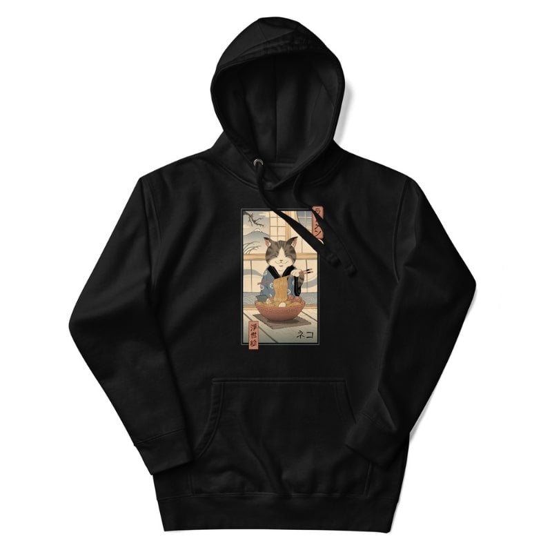 Schweiß Japonais Ukiyo-e Neko Ramen - S / Noir
