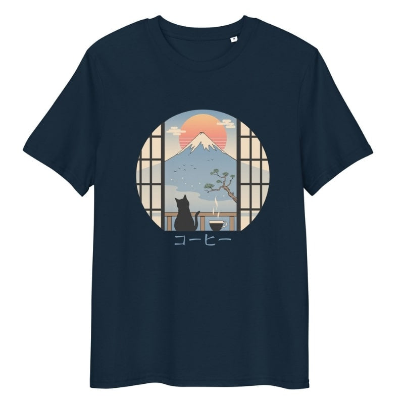 T-Shirt Japonais Chat & Mont Fuji - S