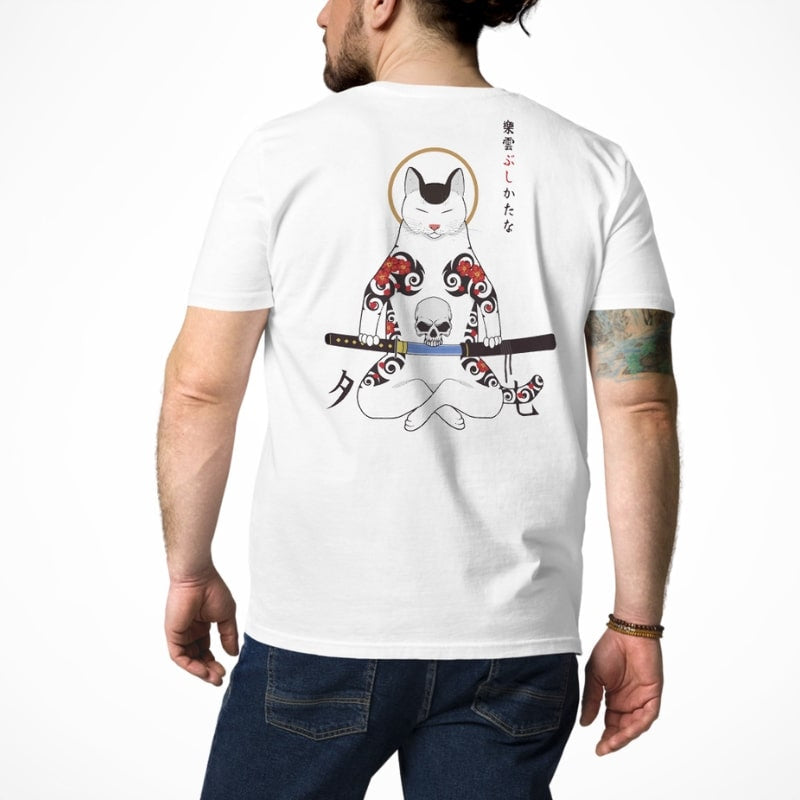 Japanisches T-Shirt Katze Samurai