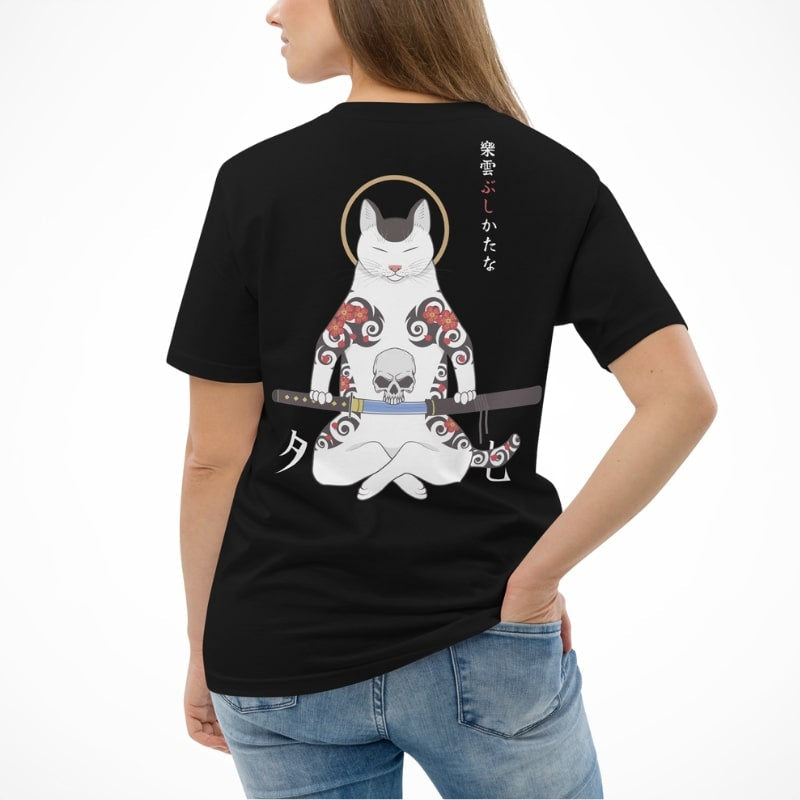 Japanisches T-Shirt Katze Samurai