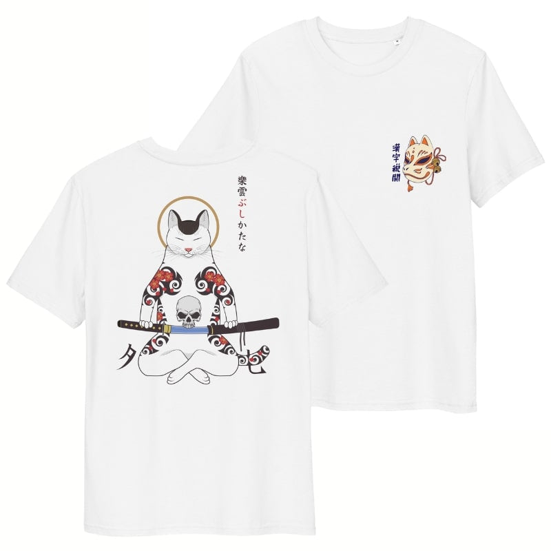 Japanisches T-Shirt Katze Samurai
