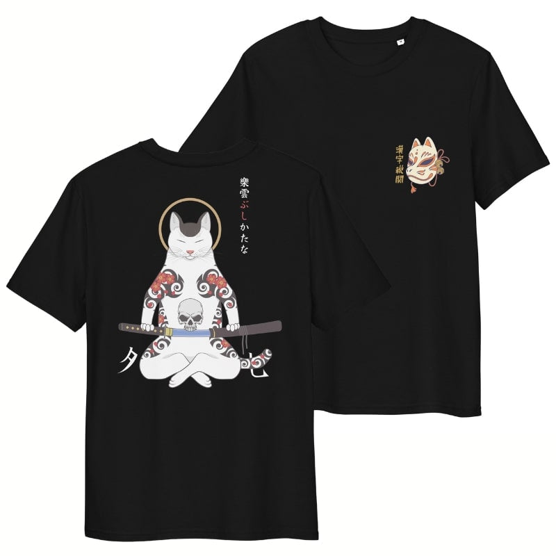 Japanisches T-Shirt Katze Samurai