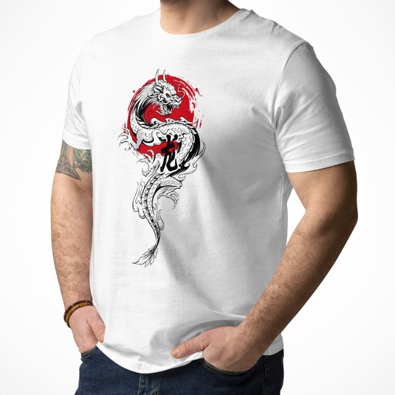 Japanisches T-Shirt Drache & Sonne