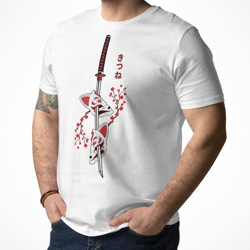 Japanisches T-Shirt Kitsune Sakura