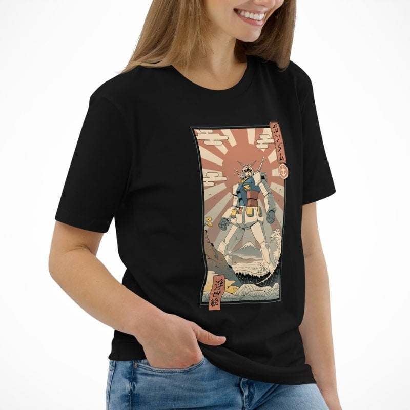 Japanisches Ukiyo-e T-Shirt Mecha & Fuji