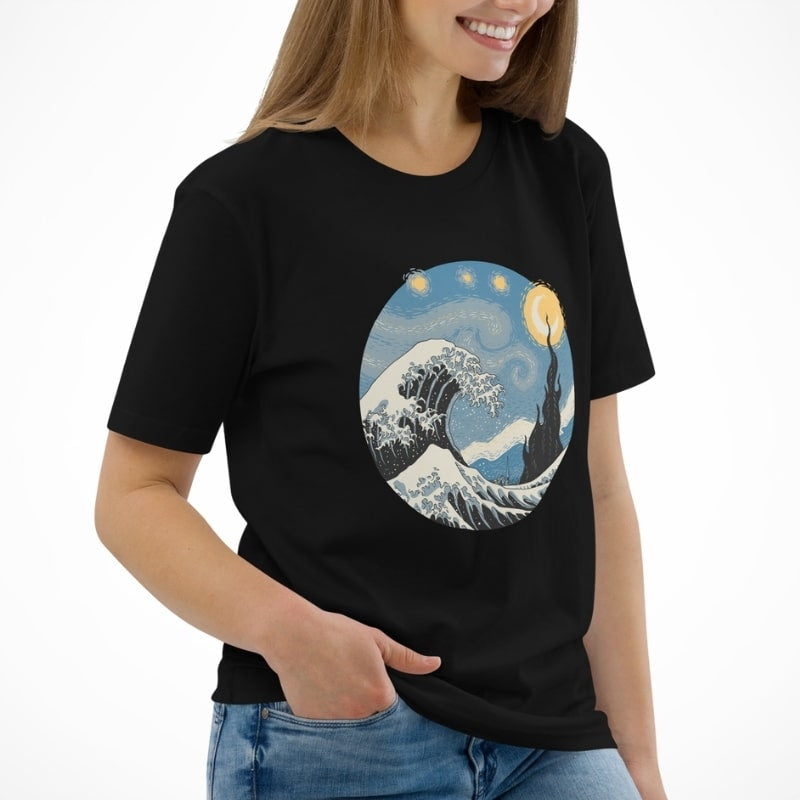 Japanisches T-Shirt Welle & Sternennacht
