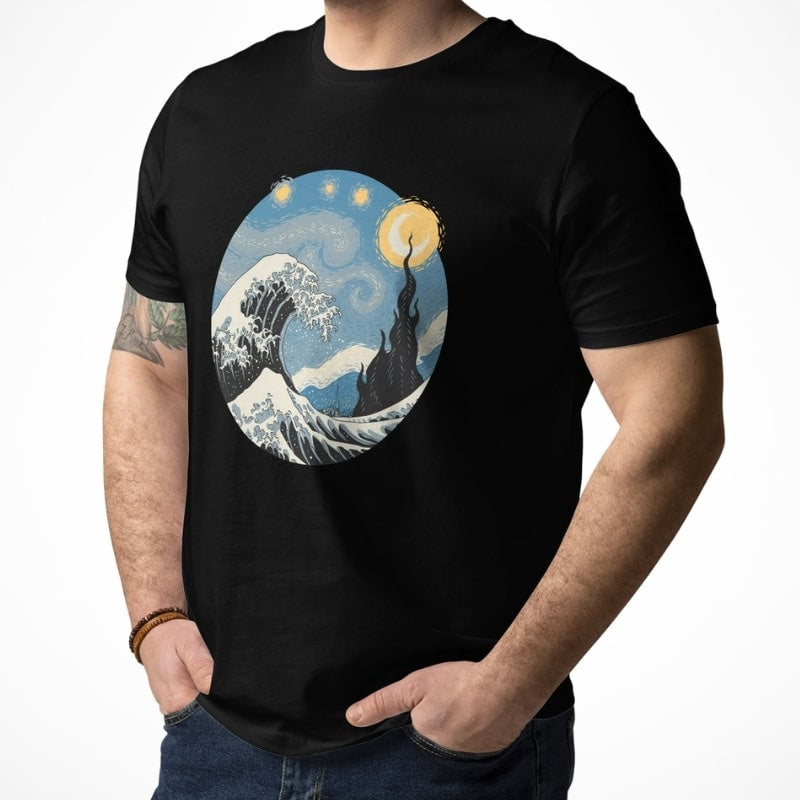 Japanisches T-Shirt Welle & Sternennacht