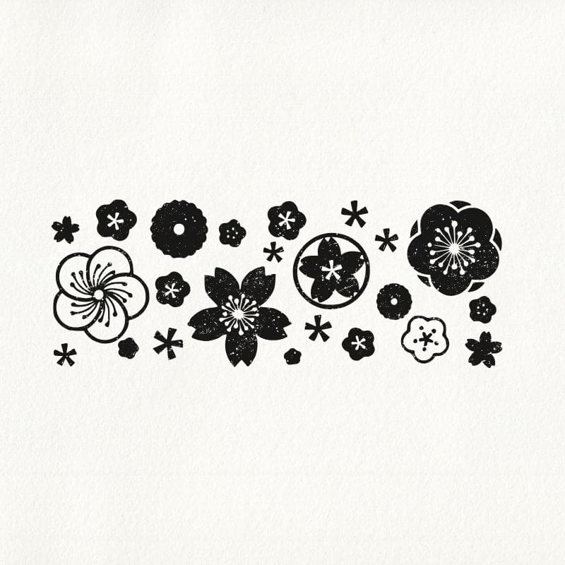 Holzstempel Japanische Blumen