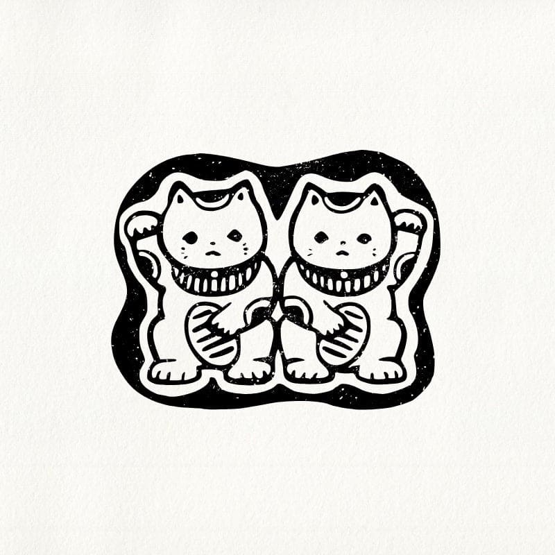 Japanischer Stempel Maneki Neko by Tomikohan