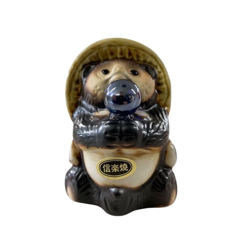 Statue Tanuki Blaue Perle
