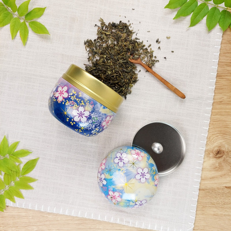 Teedose Metall Blume Blau