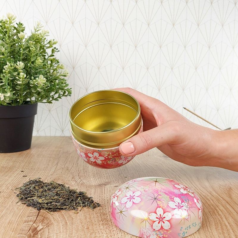 Teedose Metall Blume Rosa