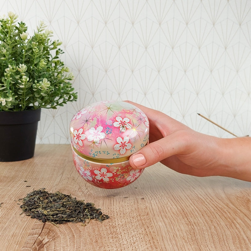 Teedose Metall Blume Rosa