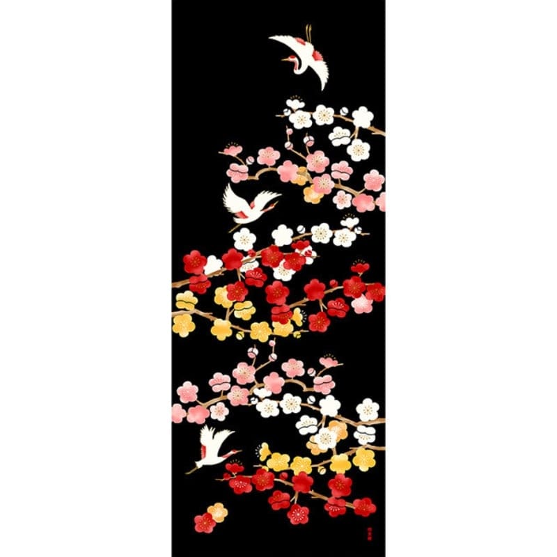Tenugui Japonais Ume to Tsuru