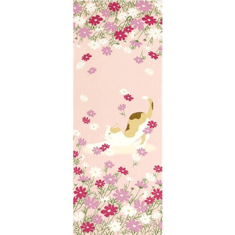 Tenugui - Katze & Blumen