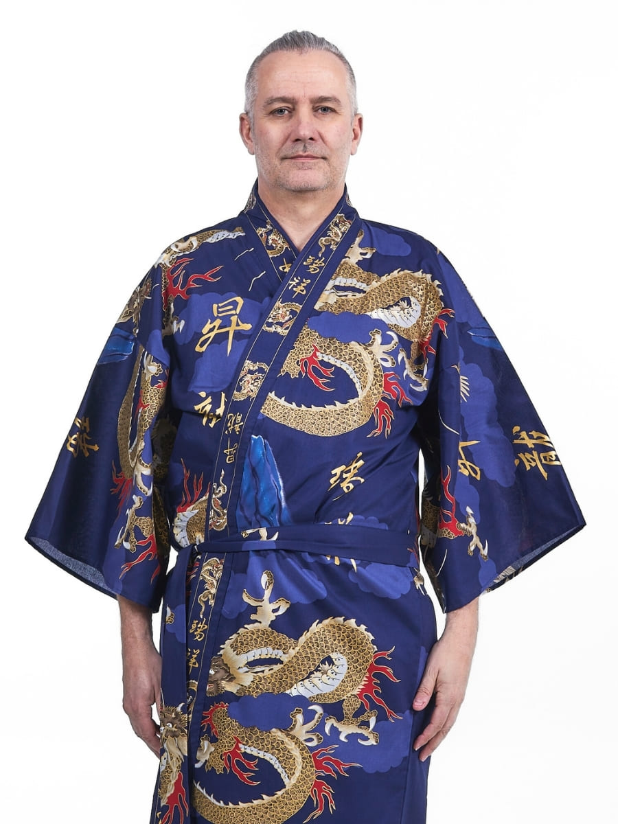 Yukata Kimono Männer - Happi Drache Einheitsgröße