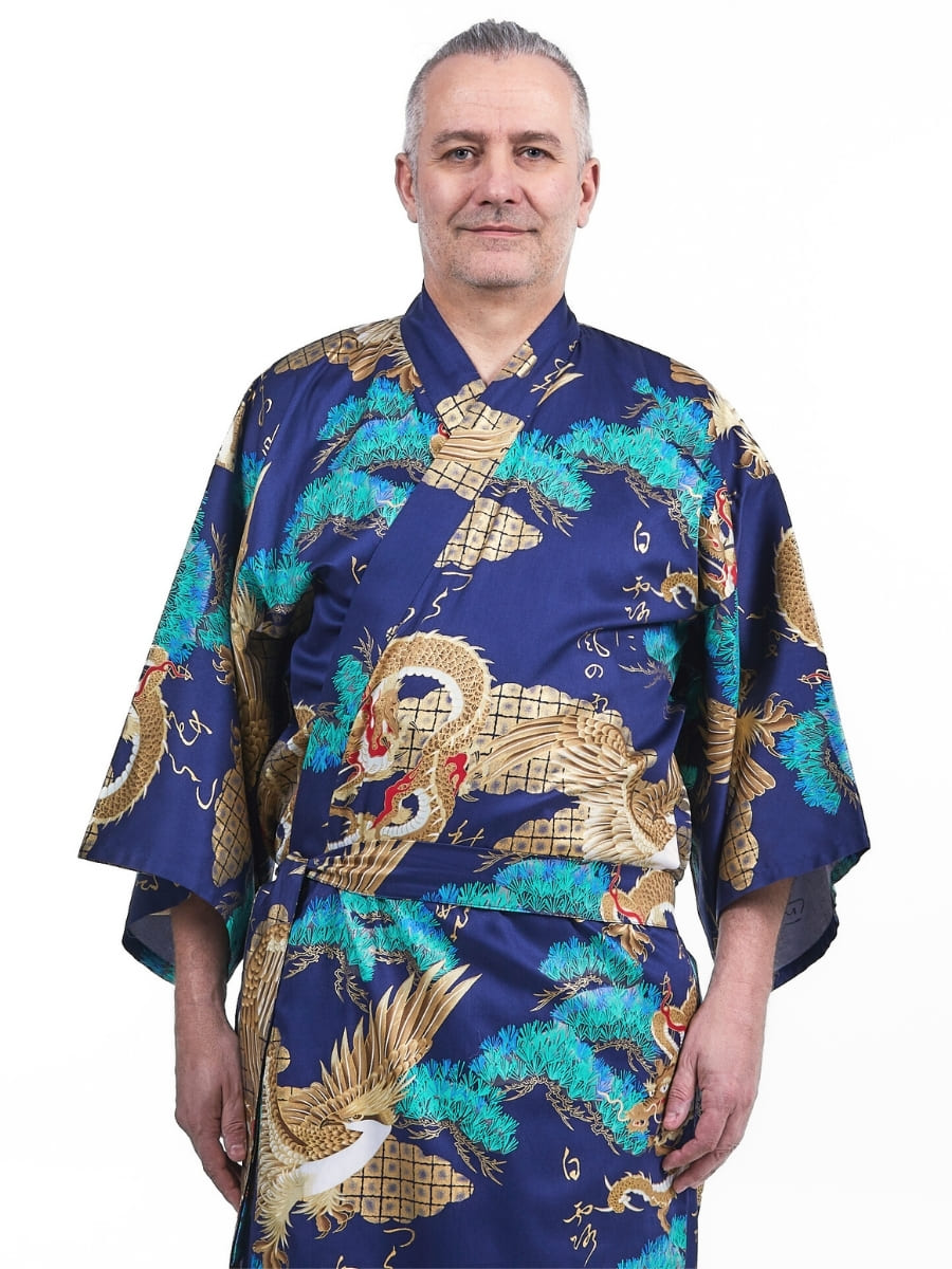 Yukata Kimono Männer - Ryū to Washi Einheitsgröße