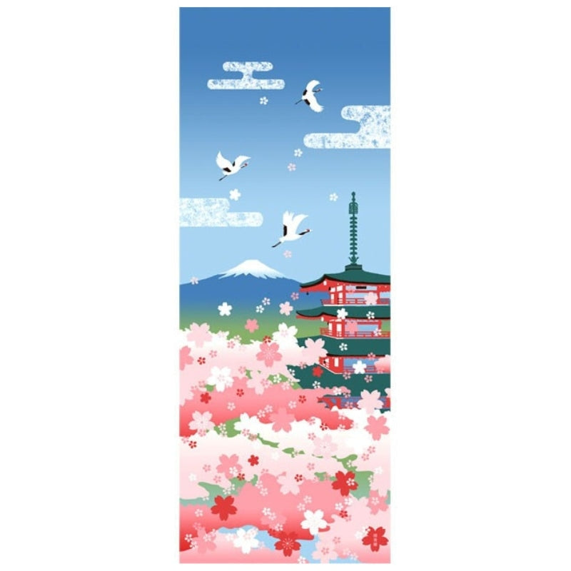 Japanisches Tenugui Blossom & Fuji