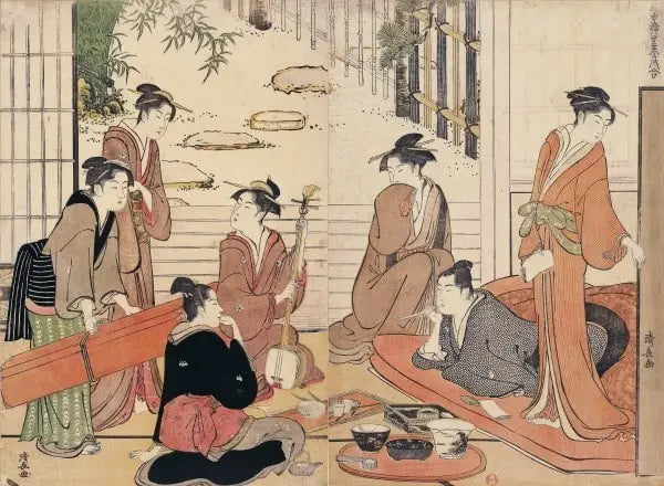 Parade der zeitgenössischen Schönheiten des Lustviertels (Tôsei yûri bijin awase)
