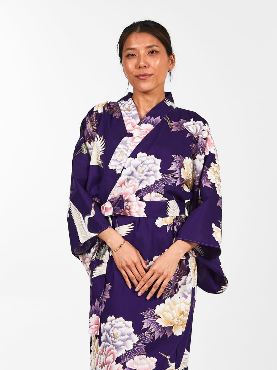 Japanischer Kimono Damen - Botan to Tsuru