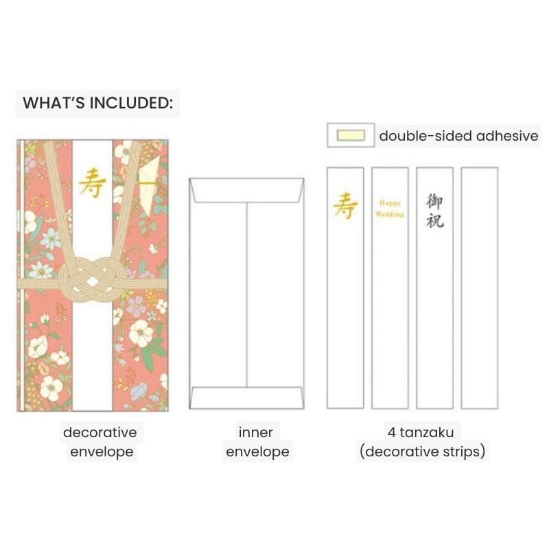 Japanischer Briefumschlag Shugi-bukuro Blume Rosa