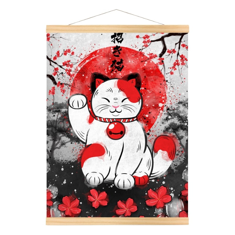 Japanisches Poster Katze als Glücksbringer - A3