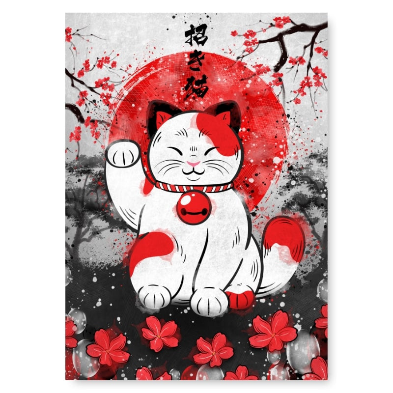 Japanisches Poster Katze als Glücksbringer - A3