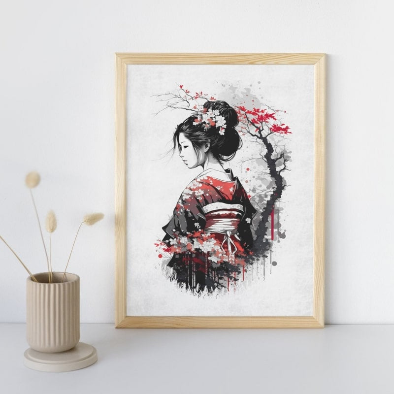 Japanisches Poster Nostalgie einer Geisha - A3