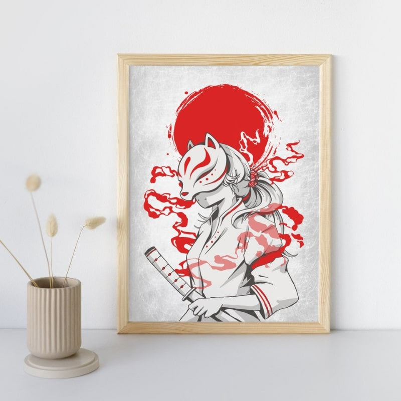 Japanisches Poster Samurai Kitsune - A3