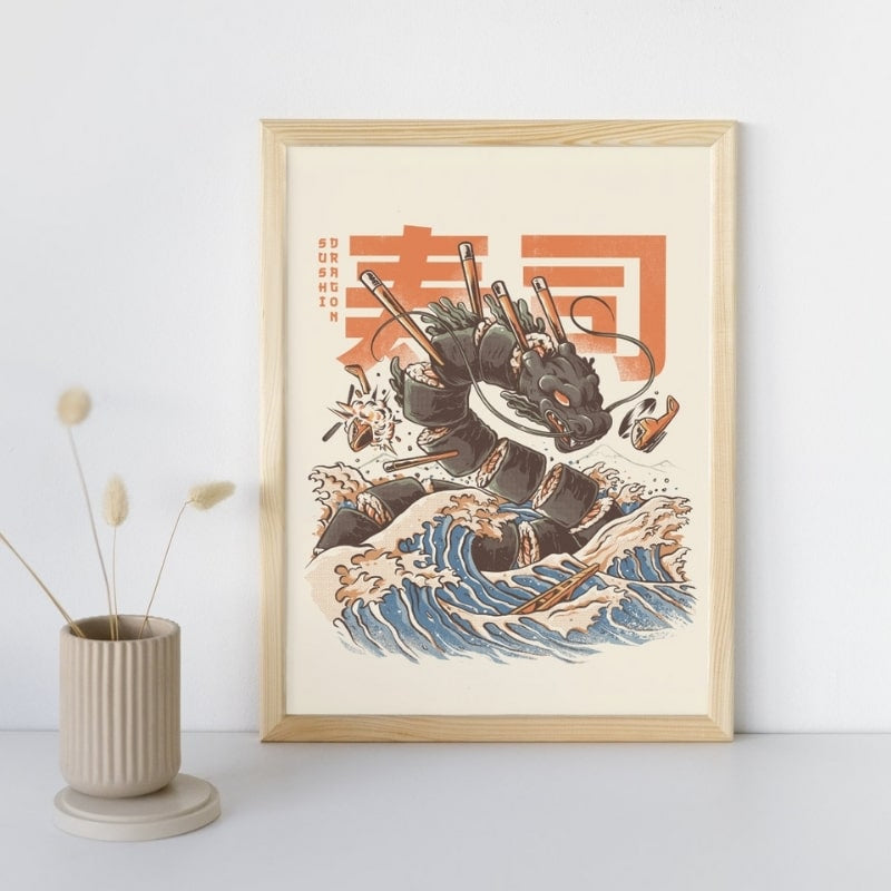 Japanisches Poster Sushi Dragon - A3