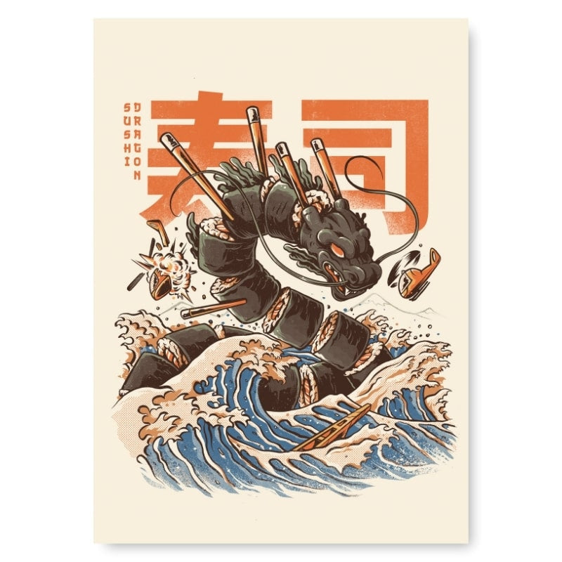 Japanisches Poster Sushi Dragon - A3