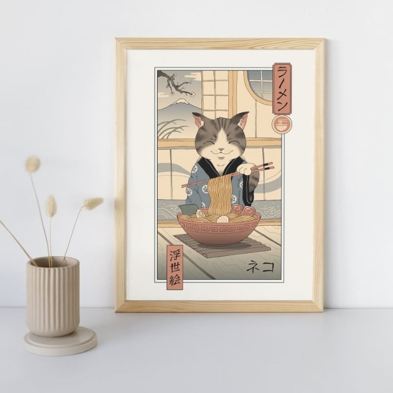 Affiche Japonaise Ukiyo-e Neko Ramen - A3