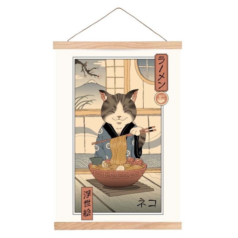 Affiche Japonaise Ukiyo-e Neko Ramen - A3