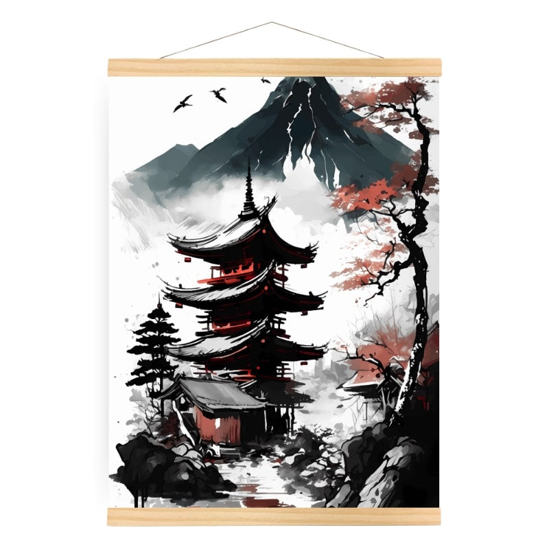 Japanisches Poster Blick auf Pagode - A3