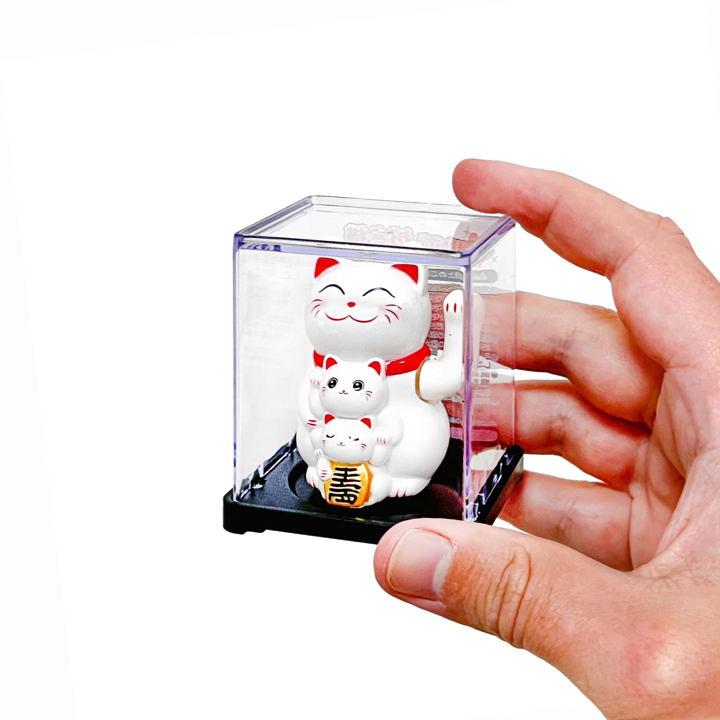 Bewegliche Maneki Neko Katze mit Solarenergie - Familie