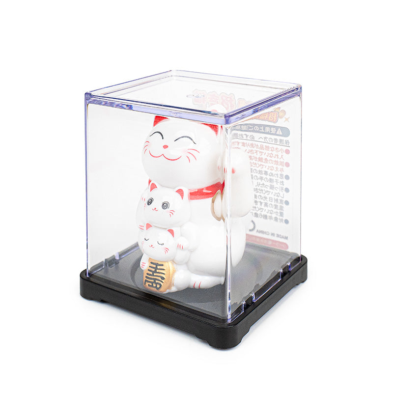Bewegliche Maneki Neko Katze mit Solarenergie - Familie